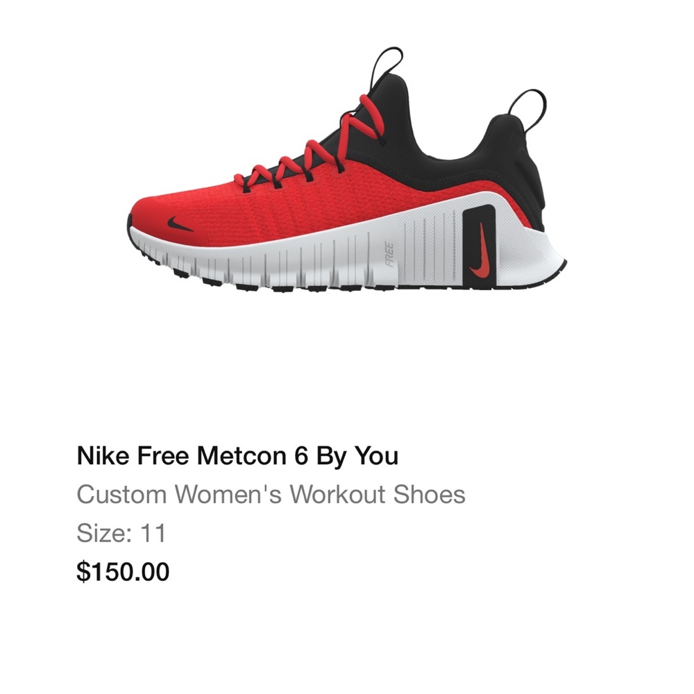 Nike Women's Free Metcon 6 Red Black Athletic Shoes